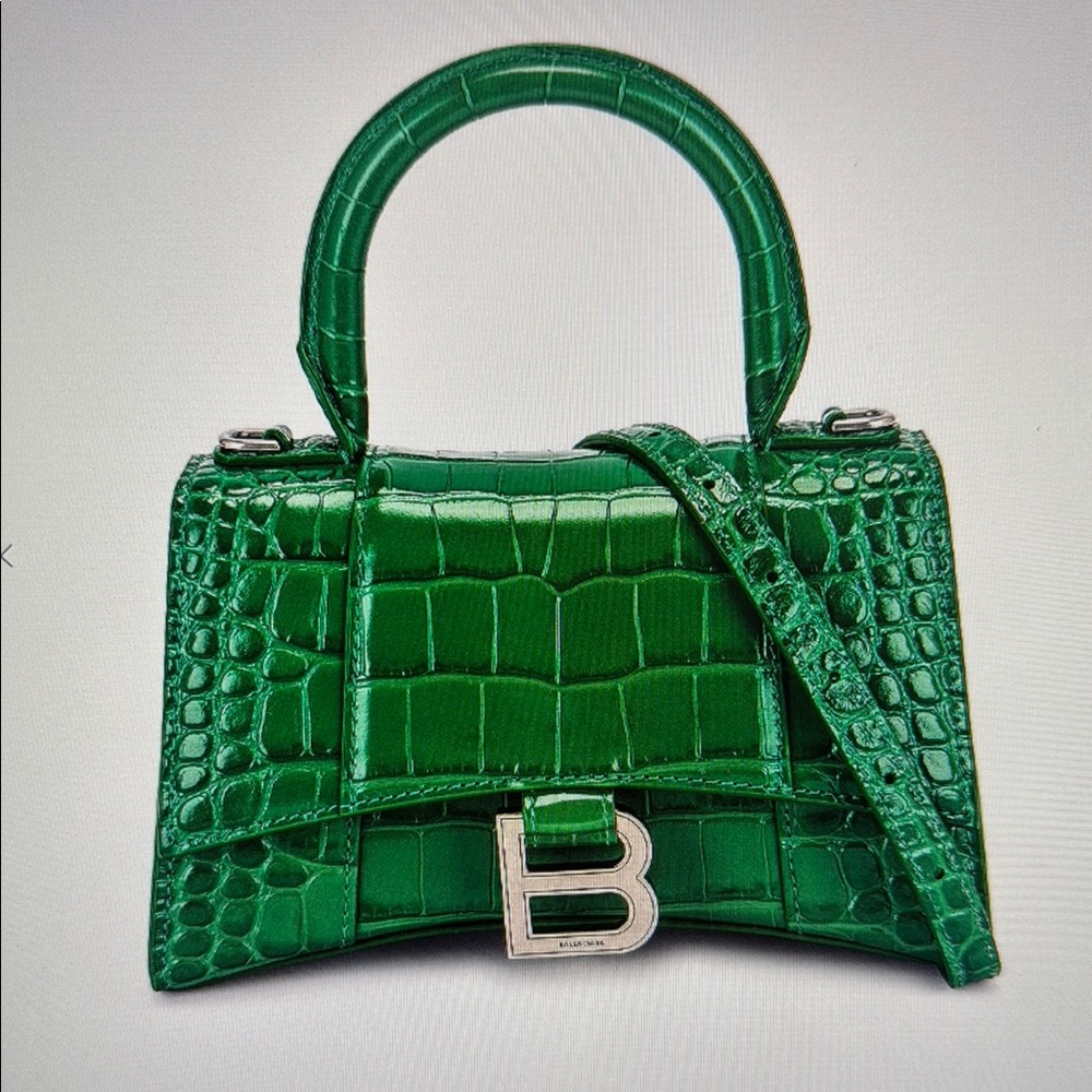 Balenciaga XS Hourglass Top Handle Bag Grass Green
